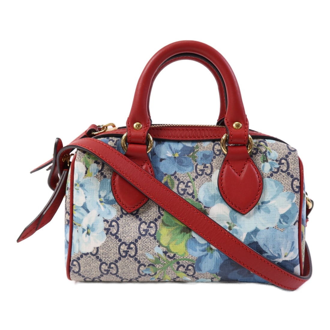 GUCCI 546312 GG Mini Boston 2 Way Bag Brown Red: GUCCI 546312 GG Mini Boston 2 Way Bag Brown Red A Gucci mini Boston bag in a 2-way shoulder bag style, made from PVC coated canvas in brown and red. It features a brown frame color, is designed for wo