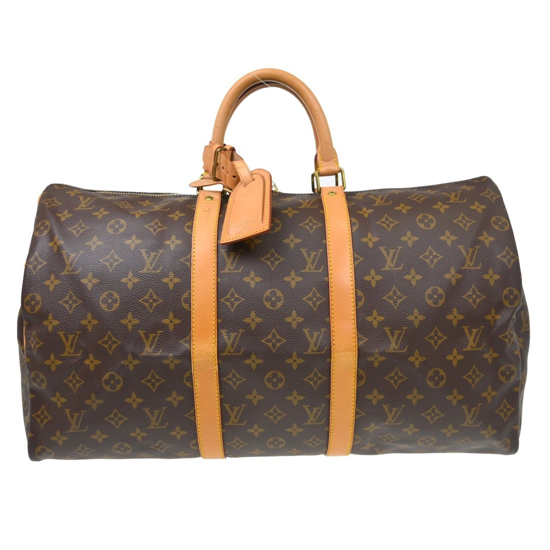 Louis Vuitton Keepall Unisex Brown Monogram Canvas Bag: Louis Vuitton Keepall Unisex Brown Monogram Canvas Bag Louis Vuitton Keepall in brown monogram canvas. This unisex bag is made in France and remains in good condition with visible wear. Noted conditio