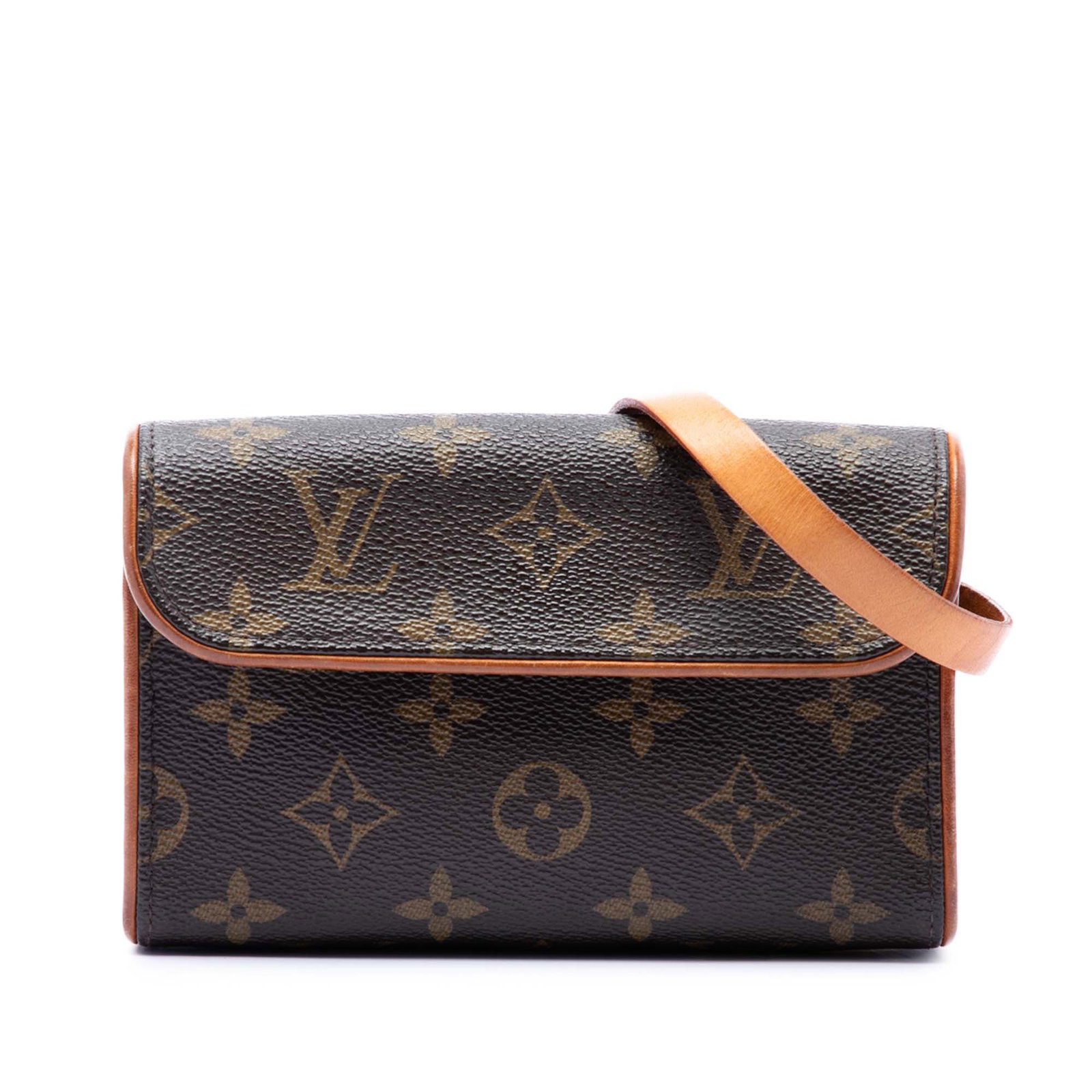 Louis Vuitton Florentine Monogram Pochette Belt Bag Brown Canvas: Louis Vuitton Florentine Monogram Pochette Belt Bag Brown Canvas Louis Vuitton Monogram Pochette Florentine in brown monogram canvas with a front flap and magnetic closure. This bag features a flat va
