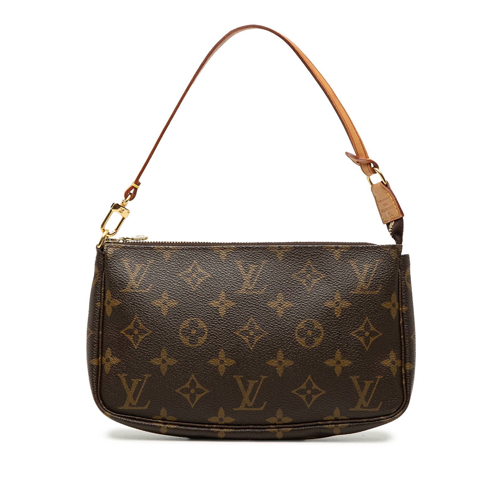 Louis Vuitton Pochette Accessoires Monogram Canvas Shoulder Bag: Louis Vuitton Pochette Accessoires Monogram Canvas Shoulder Bag Louis Vuitton Monogram Pochette Accessoires with a monogram canvas body, flat vachetta leather handle, and top zip closure. This bag is 
