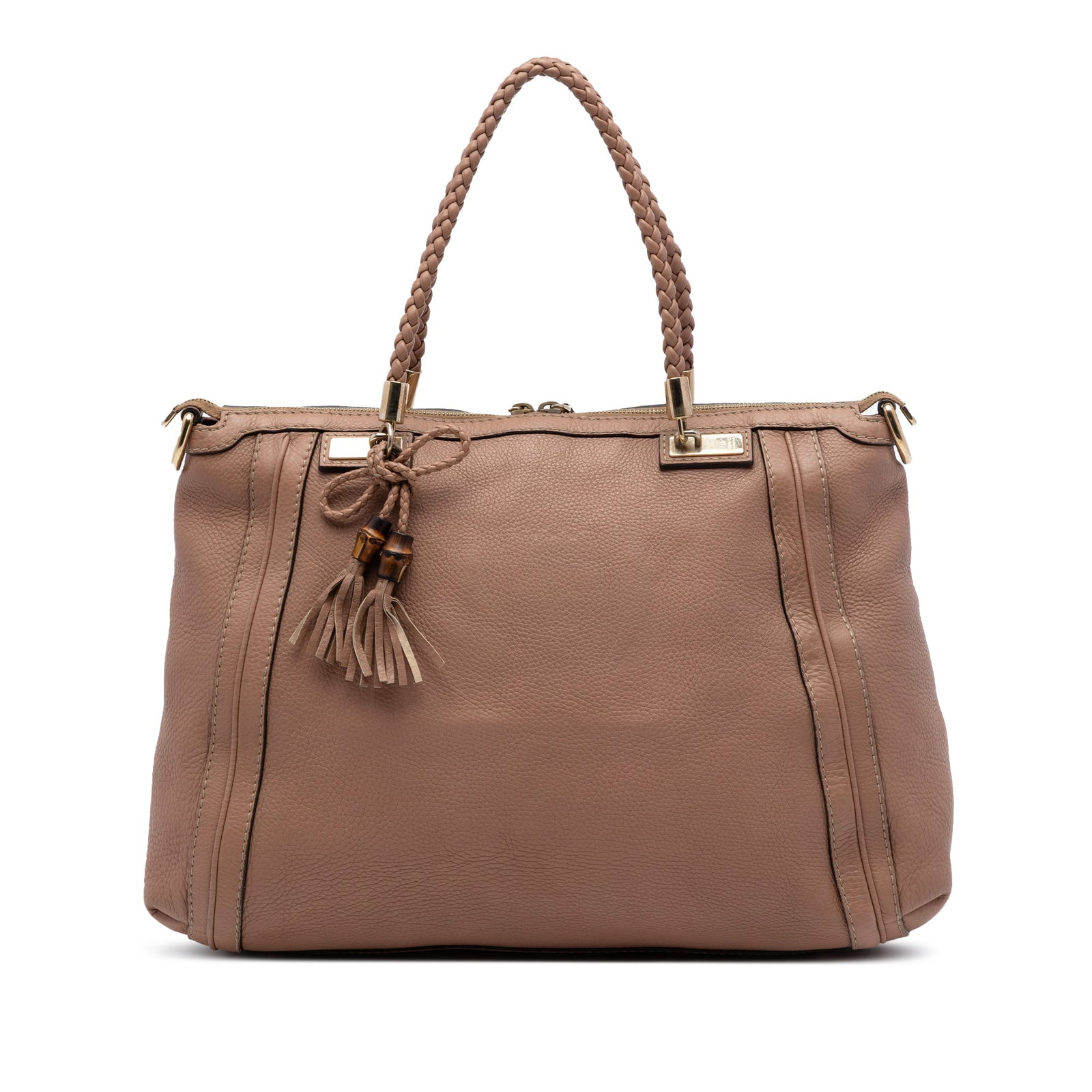 Gucci Bella brown leather convertible tote with bamboo tassel handles (1 of 7)