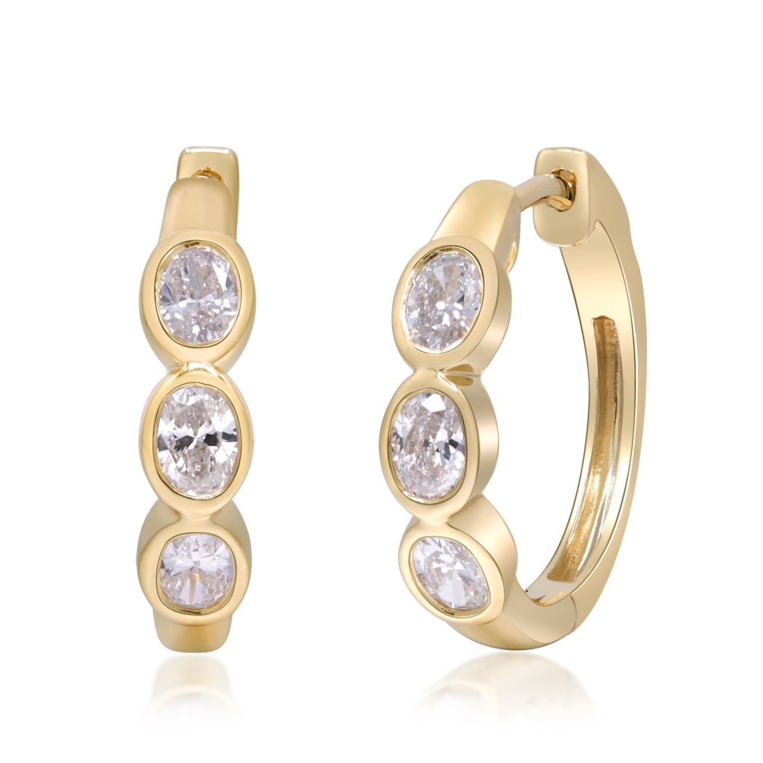 14K Yellow Gold Oval Lab Grown Diamond Earrings 0.87 ctw (1 of 3)
