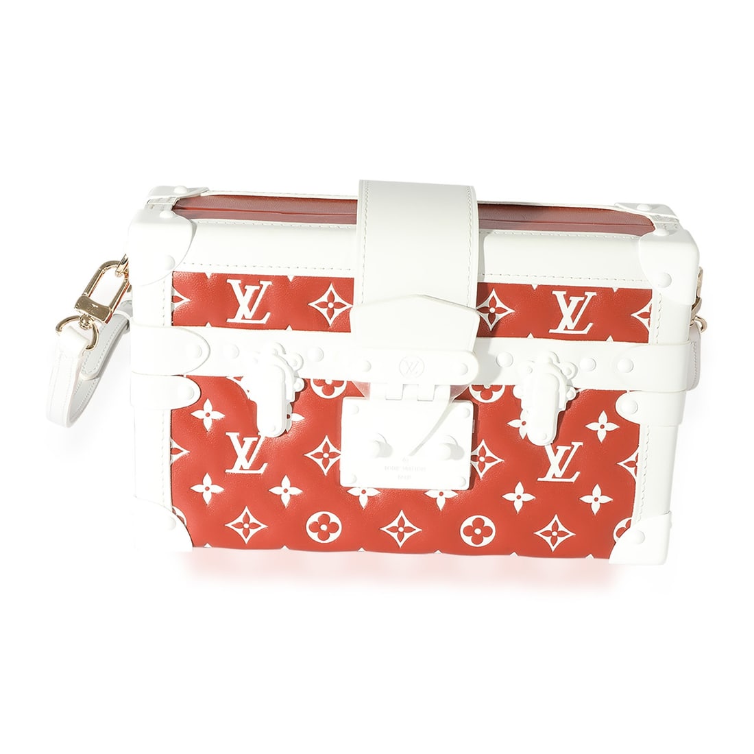 Louis Vuitton Petite Malle embossed lambskin bag terracotta white: Louis Vuitton Petite Malle embossed lambskin bag terracotta white Louis Vuitton Petite Malle clutch and shoulder bag from the LV Match Capsule Collection, crafted in terracotta and white monogram embo