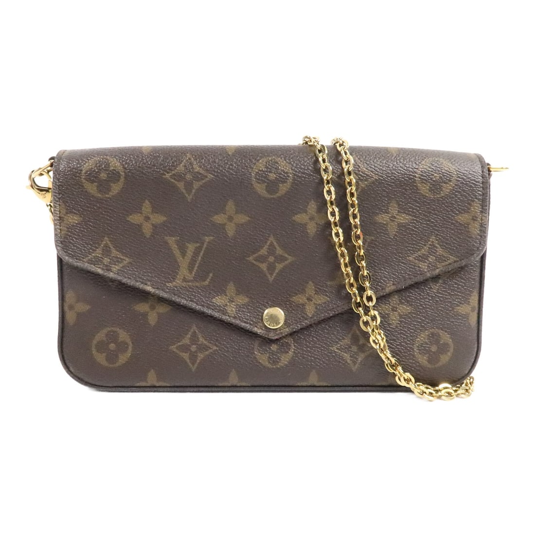 Louis Vuitton Pochette Felicie M61276 Monogram Shoulder Bag Brown: Louis Vuitton Pochette Felicie M61276 Monogram Shoulder Bag Brown Louis Vuitton Pochette Felicie chain shoulder bag in brown Monogram PVC coated canvas. This women's shoulder bag features a chain stra