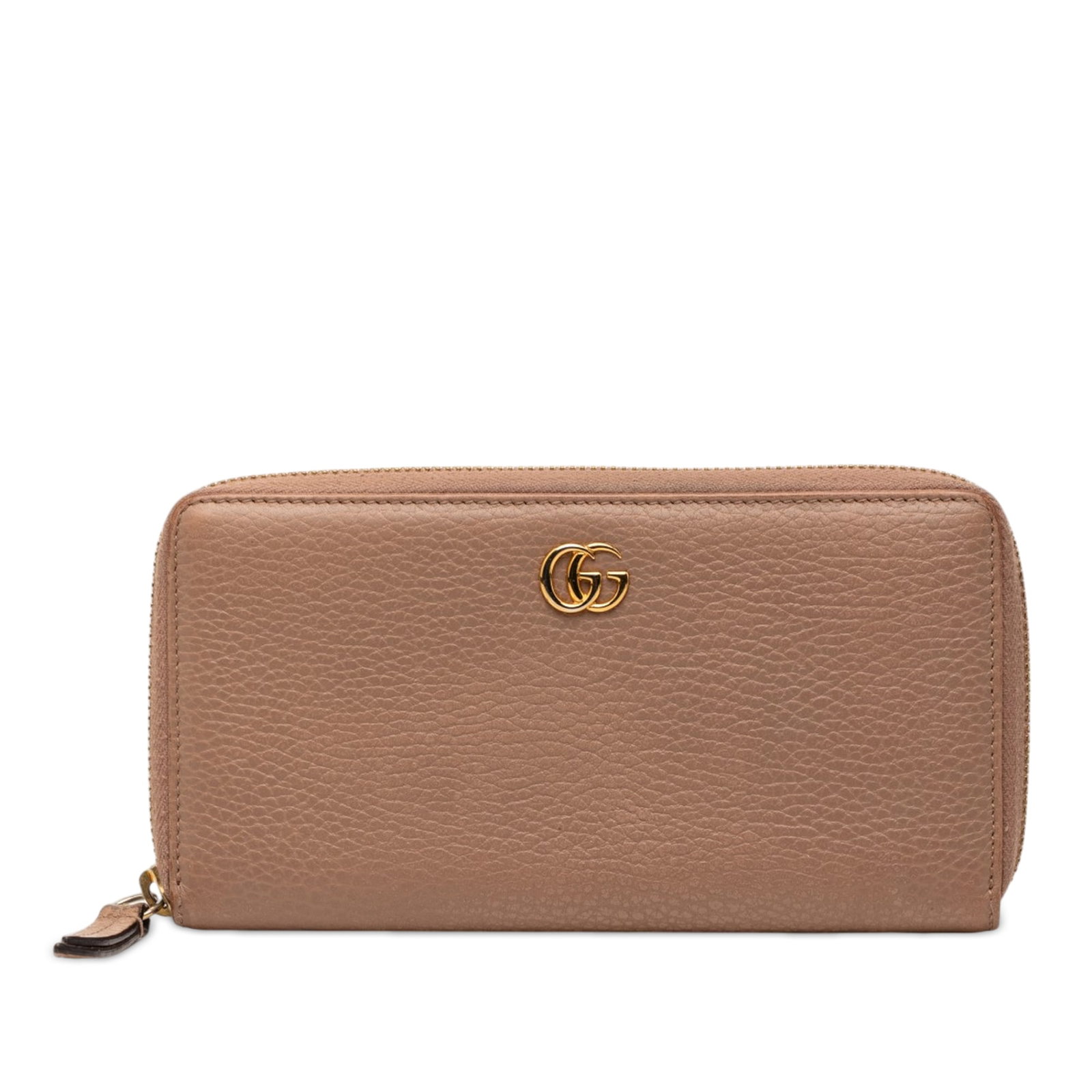 Gucci GG Marmont Beige Leather Zip Wallet: Gucci GG Marmont Beige Leather Zip Wallet This Gucci GG Marmont wallet is crafted from beige calfskin leather and features a zip-around closure. The interior includes both zip and slip compartments fo