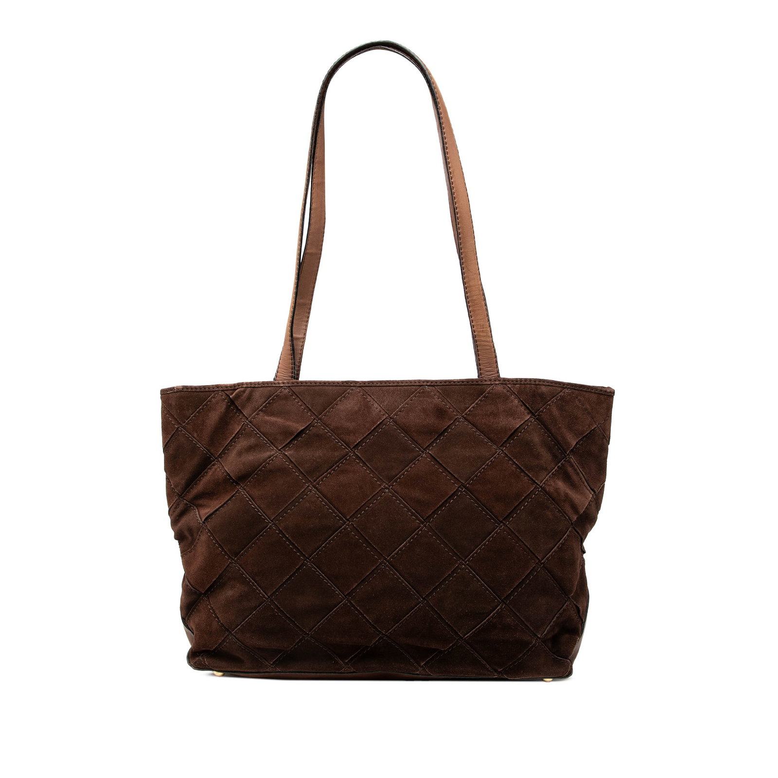 Bottega Veneta Brown Suede Woven Leather Intrecciato Tote Bag: Bottega Veneta Brown Suede Woven Leather Intrecciato Tote Bag This Bottega Veneta Suede Intrecciato Tote features a woven suede leather body, flat leather straps, an open top with a magnetic snap clos