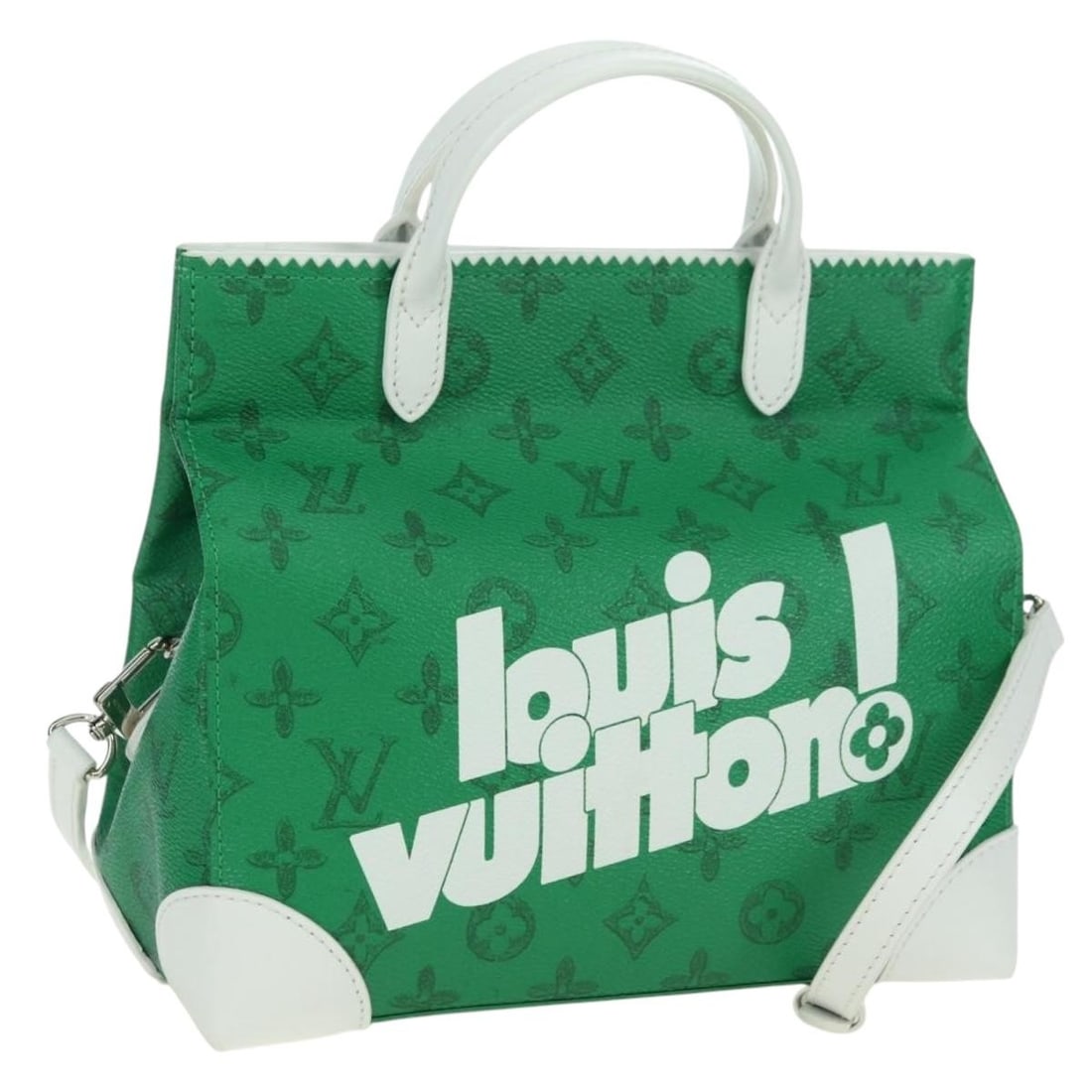 Louis Vuitton Litter Bag Green Monogram Canvas Tote: Louis Vuitton Litter Bag Green Monogram Canvas Tote This Louis Vuitton Litter Bag showcases the brand's iconic vintage Monogram canvas in a striking green color. Designed for women, it features a comp