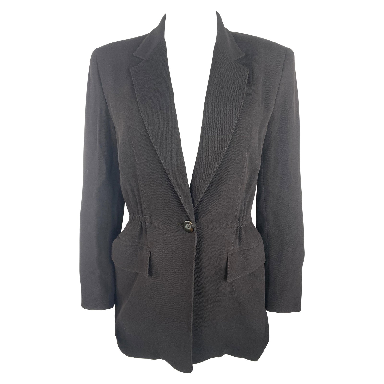 Emanuel Ungaro Brown Jacket Blazer US Size 2: Emanuel Ungaro Brown Jacket Blazer US Size 2 Emanuel Ungaro brown blazer jacket in marked size 2 (US) / 36. It features a front button closure and front dual pockets. The piece dates to the late 20th 