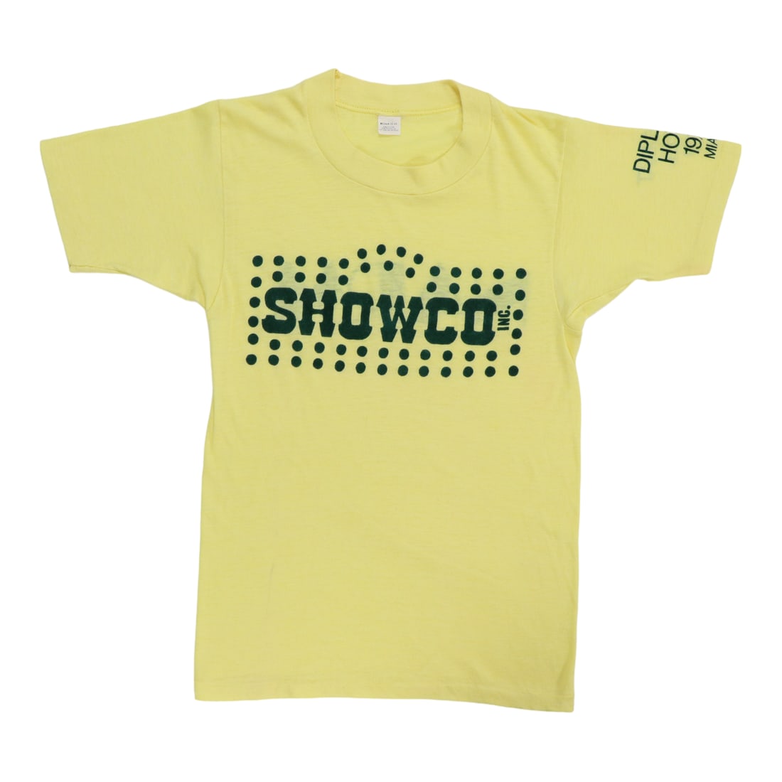 Yellow Vintage Showco NARM T Shirt 1979 Medium: Yellow Vintage Showco NARM T Shirt 1979 Medium Authentic original vintage 1979 Showco NARM shirt with front and back graphics. This is a true vintage piece, not a modern reproduction. The shirt is in 