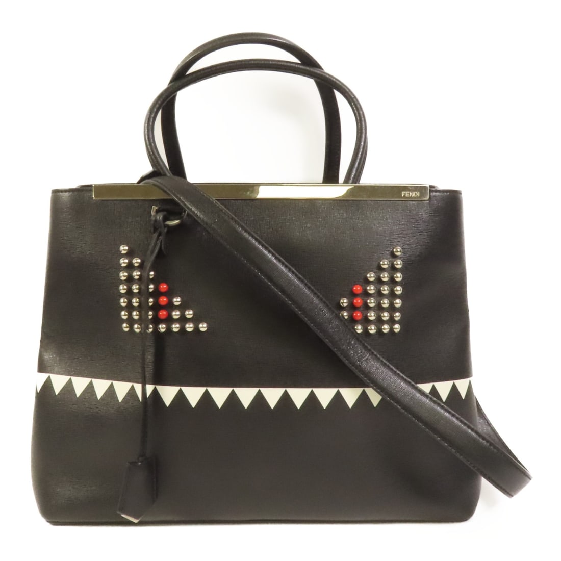 Fendi 8BH250 2 Jours Monster black calfskin 2 way bag (1 of 17)