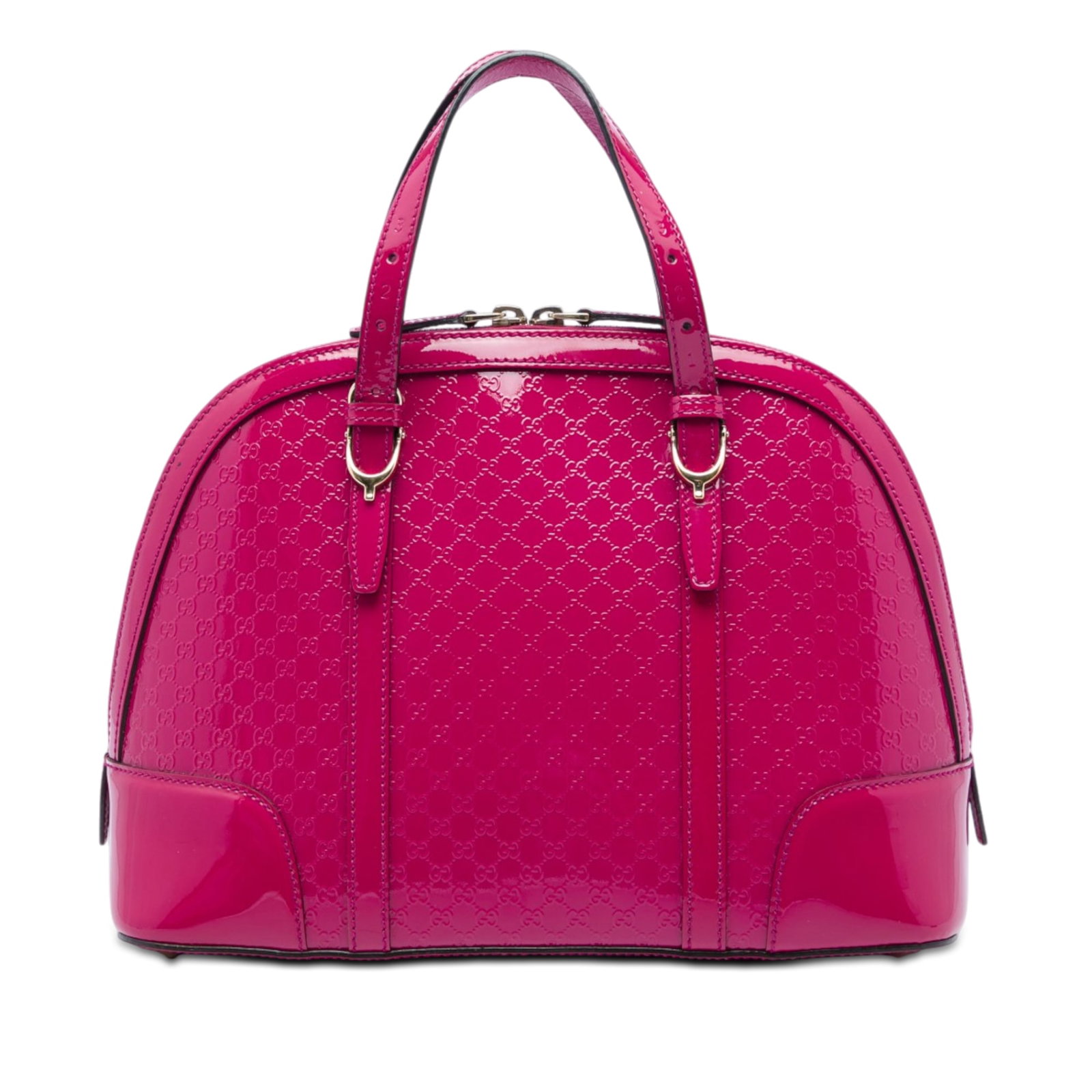 Gucci Nice Dome Small Satchel in Pink Patent Leather: Gucci Nice Dome Small Satchel in Pink Patent Leather Gucci Small Microguccissima Nice dome satchel in pink patent leather. This satchel features flat leather handles, a two-way zip top closure, and an