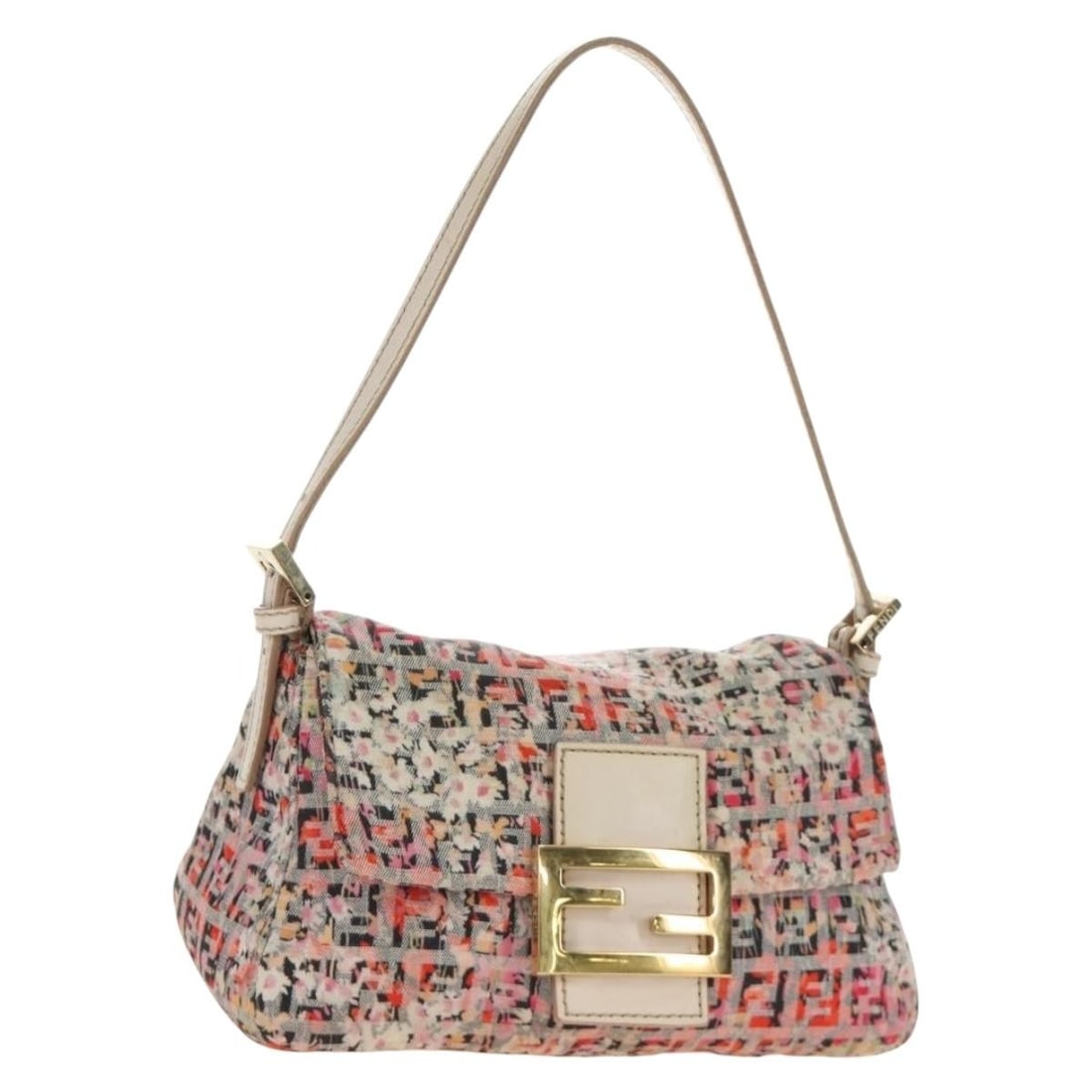 Fendi Mamma Baguette Pink Gold Zucchino Canvas Shoulder Bag: Fendi Mamma Baguette Pink Gold Zucchino Canvas Shoulder Bag Authentic Fendi Zucchino Canvas Mamma Baguette shoulder bag in pink and gold. This women's shoulder bag includes a dust bag and is made in I
