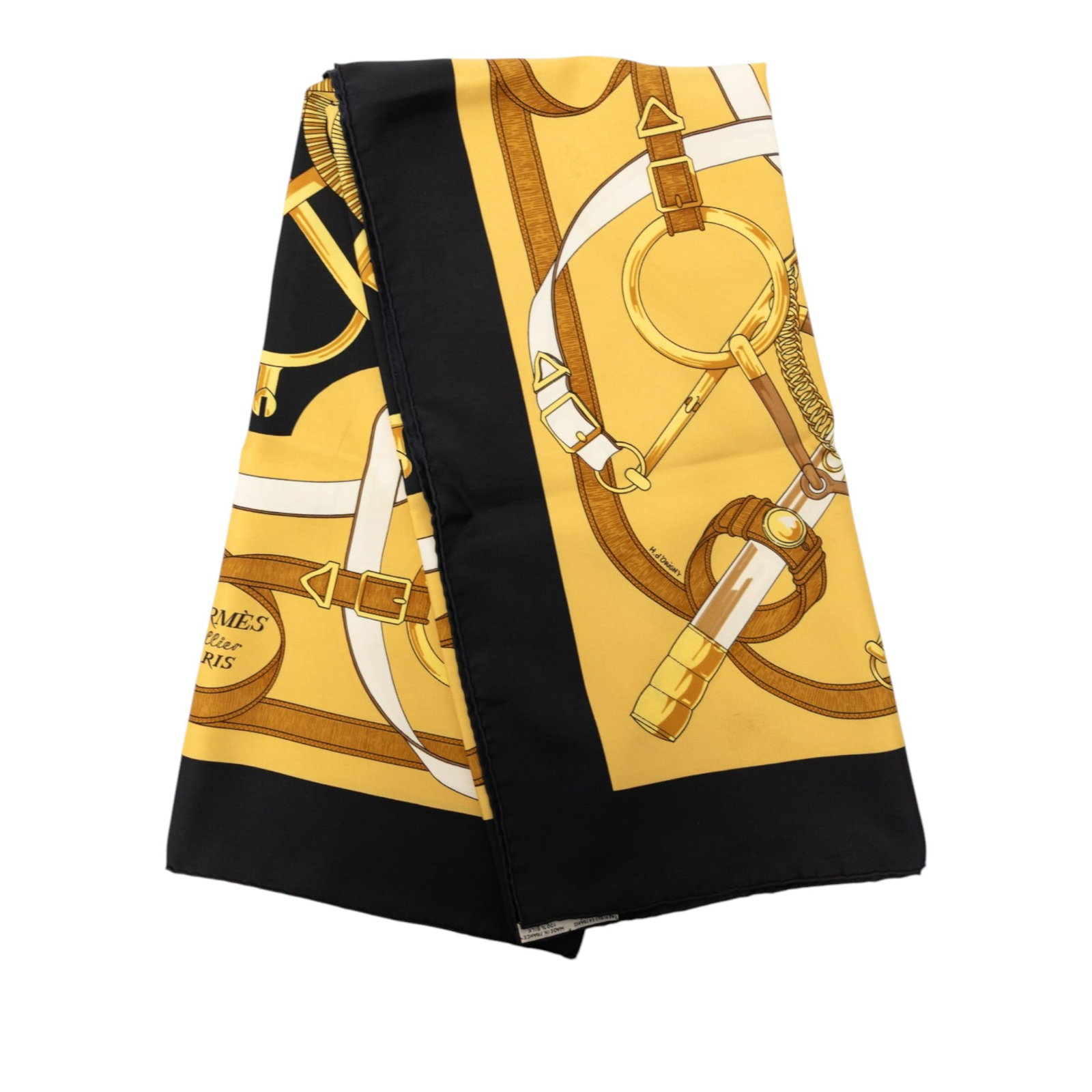Hermes Eperon D Or 90 Silk Scarf Yellow (1 of 8)