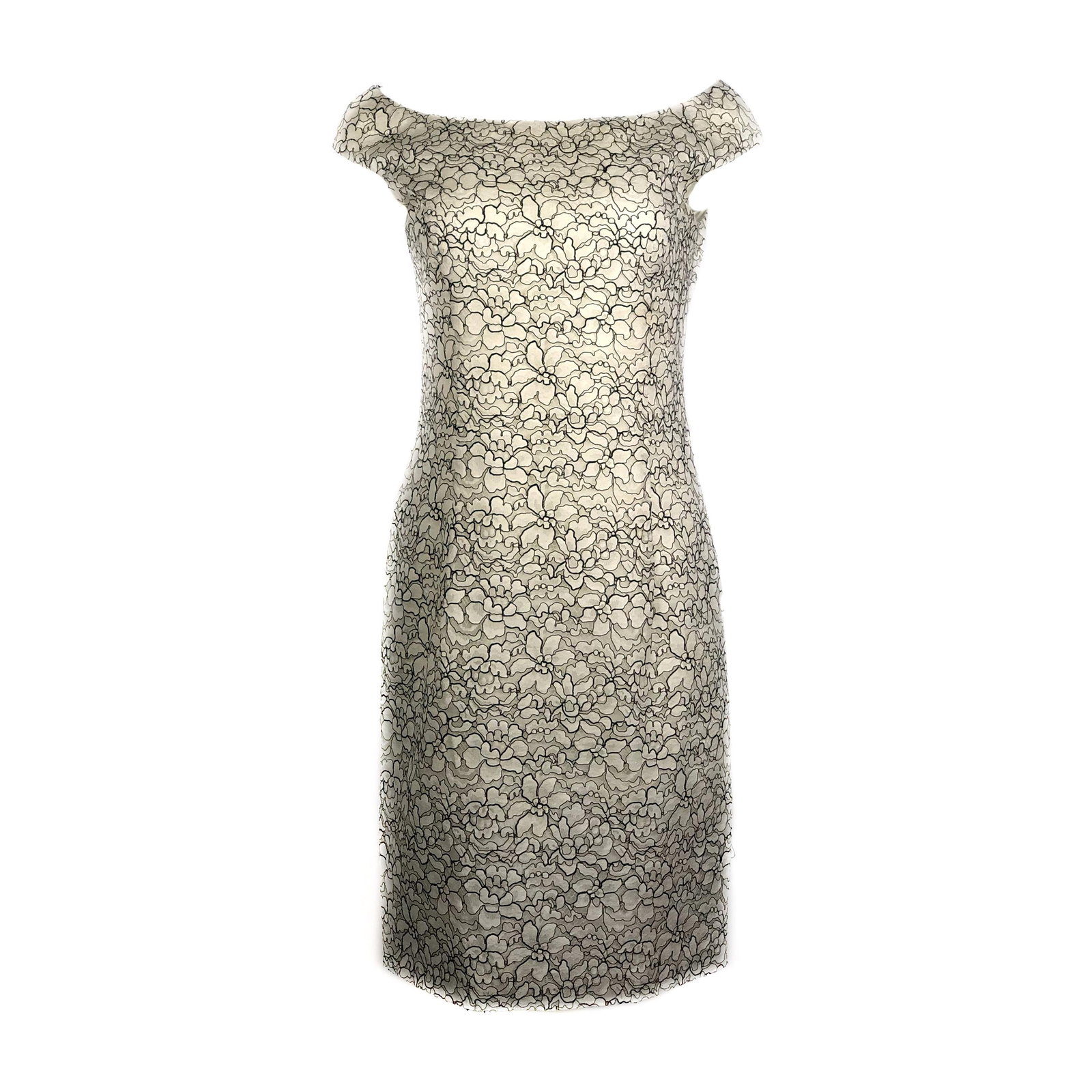 Christian Dior Floral Lace Dress White Black Size 8 (1 of 9)