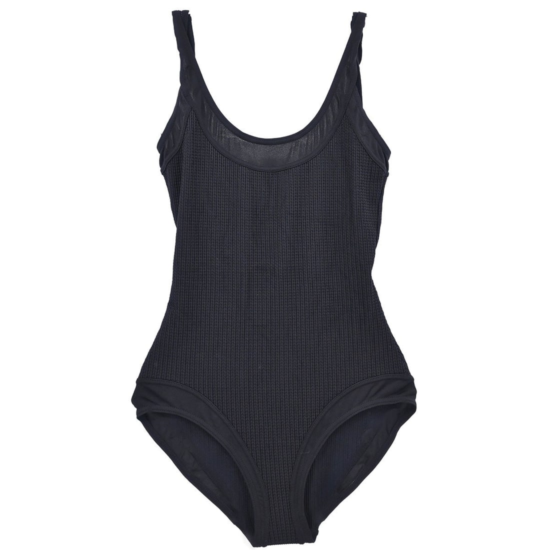 CHANEL 98C Black Logo Swimsuit Size 38 France: CHANEL 98C Black Logo Swimsuit Size 38 France Black Chanel swimwear swimsuit for women, made in France. This piece features logo accents and is made from a nylon and spandex blend. The listed conditio