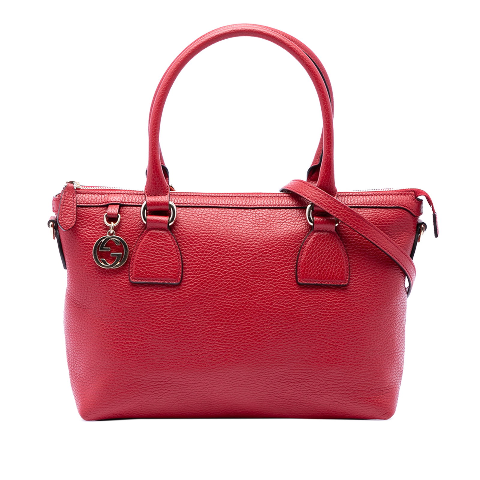 Gucci GG Charm Dollar Calfskin Red Leather Satchel (1 of 7)