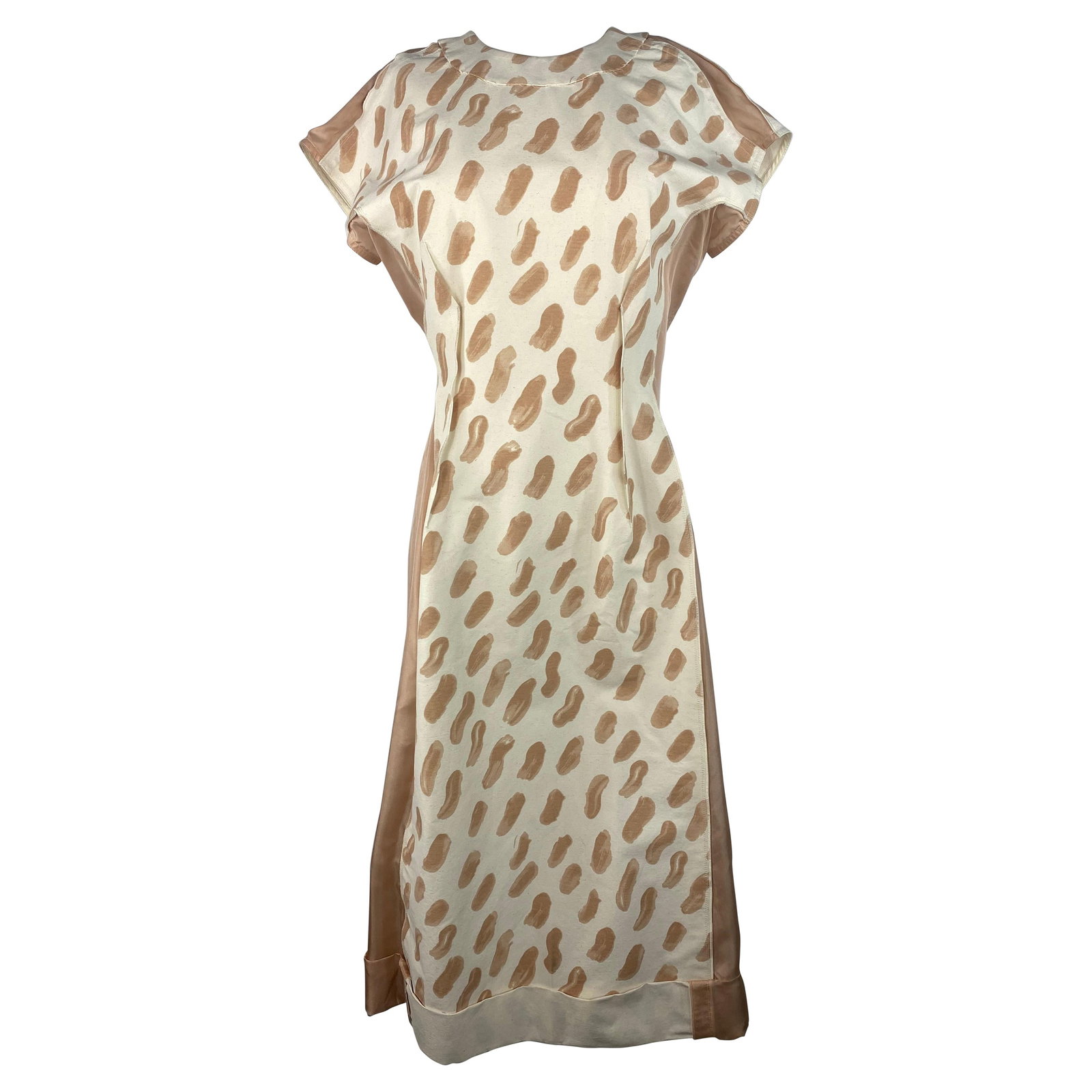 Marni abstract print midi dress in white cream beige EU 40 (1 of 9)