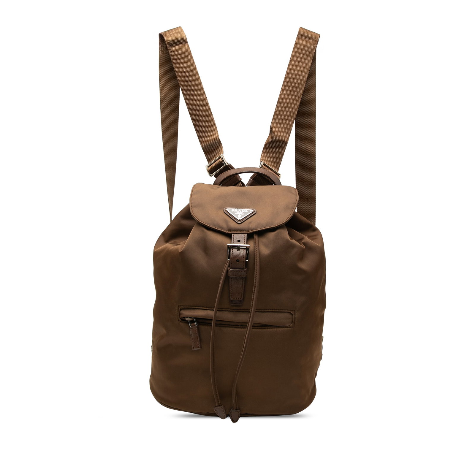 Prada Tessuto Nylon Backpack Brown Drawstring Flap Top (1 of 6)