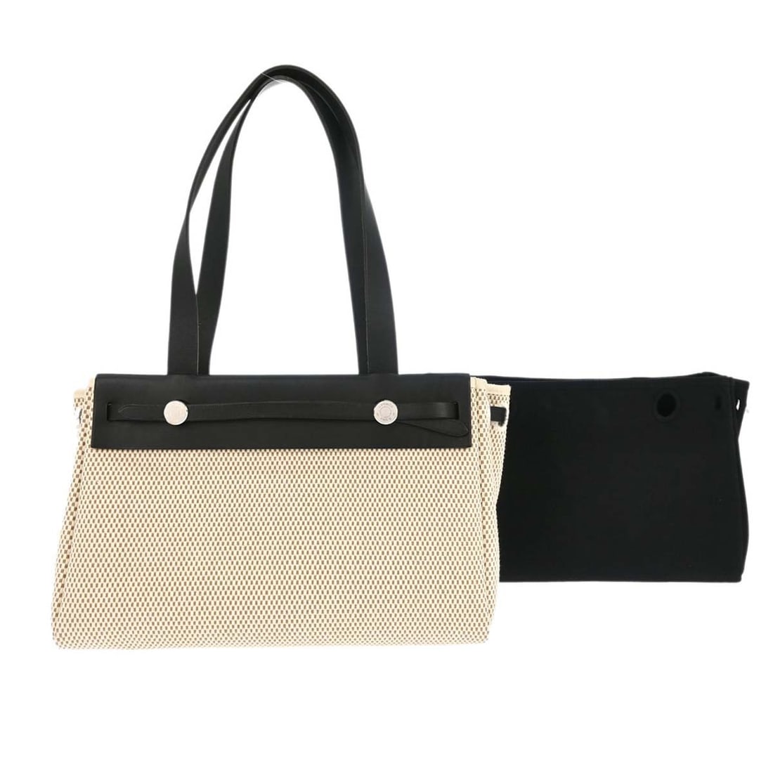 Hermes Herbag Cabas PM 2 in 1 Beige Canvas Leather Handbag (1 of 18)