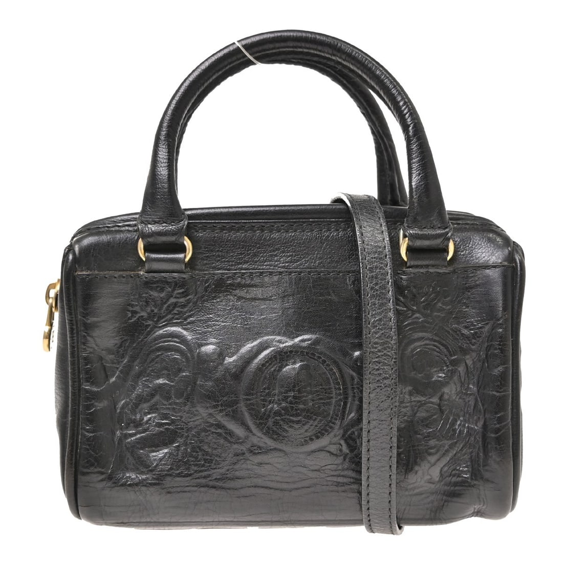 Fendi Mini Top Handle Bag Black Leather with Strap: Fendi Mini Top Handle Bag Black Leather with Strap Fendi 2way Mini Boston Bag in black leather with a top handle bag style and adjustable shoulder strap. It features a zip closure, logo accent, and ny