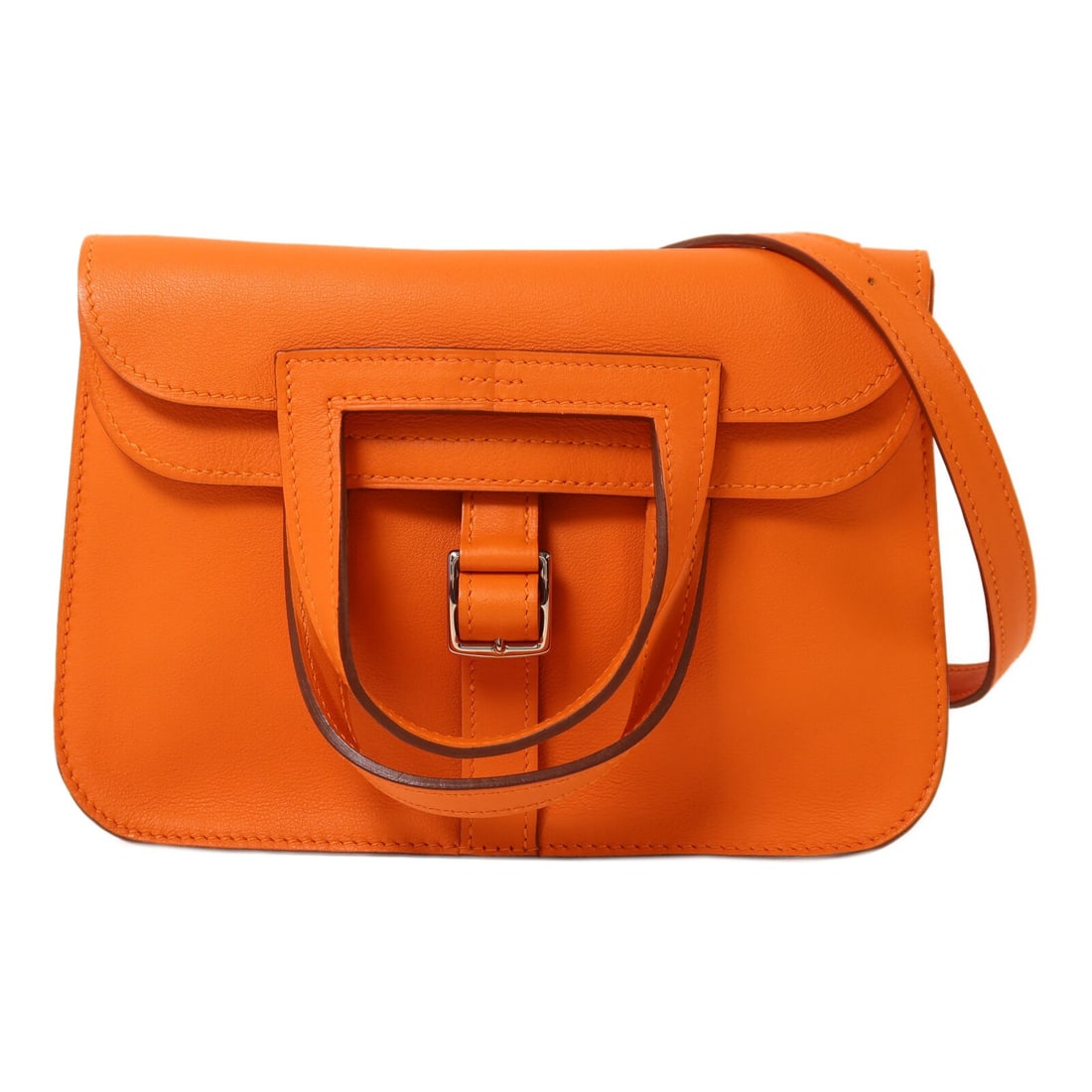 Hermes Mini Halzan 2 Way Shoulder Bag Orange Swift Calfskin PHW (1 of 14)