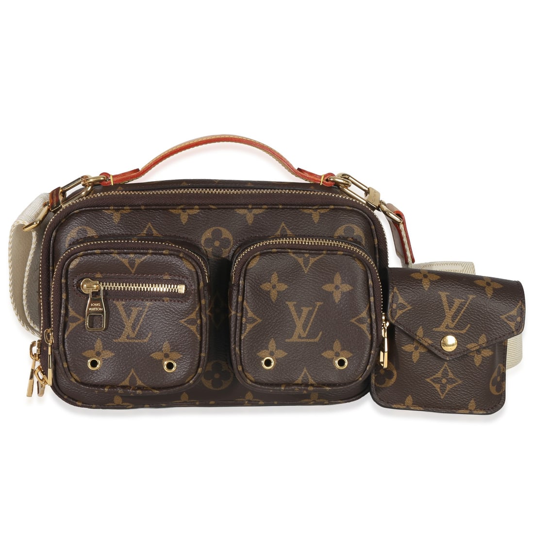 Louis Vuitton Monogram Utility Crossbody Canvas Bag with Strap: Louis Vuitton Monogram Utility Crossbody Canvas Bag with Strap Pre-owned Louis Vuitton Monogram Utility Crossbody in brown canvas with a zip-around closure and fabric lining. This unisex crossbody inc