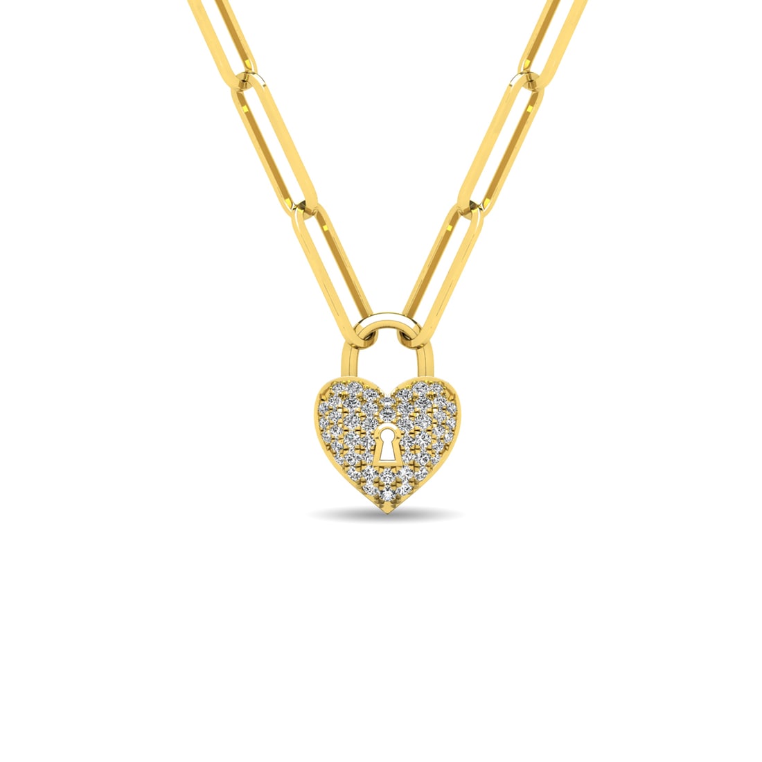 Diamond 1/8 Ct.Tw. Lock Pendant in 10K Yellow Gold: Diamond 1/8 Ct.Tw. Lock Pendant in 10K Yellow Gold 10k Yellow Gold Stone Color: H-i Stone Clarity: I1 Unless otherwise specified, pendants that include a chain are paired with our standard 18-inch len