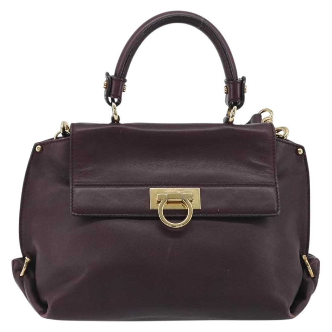 Salvatore Ferragamo Sofia purple leather satchel bag (1 of 18)