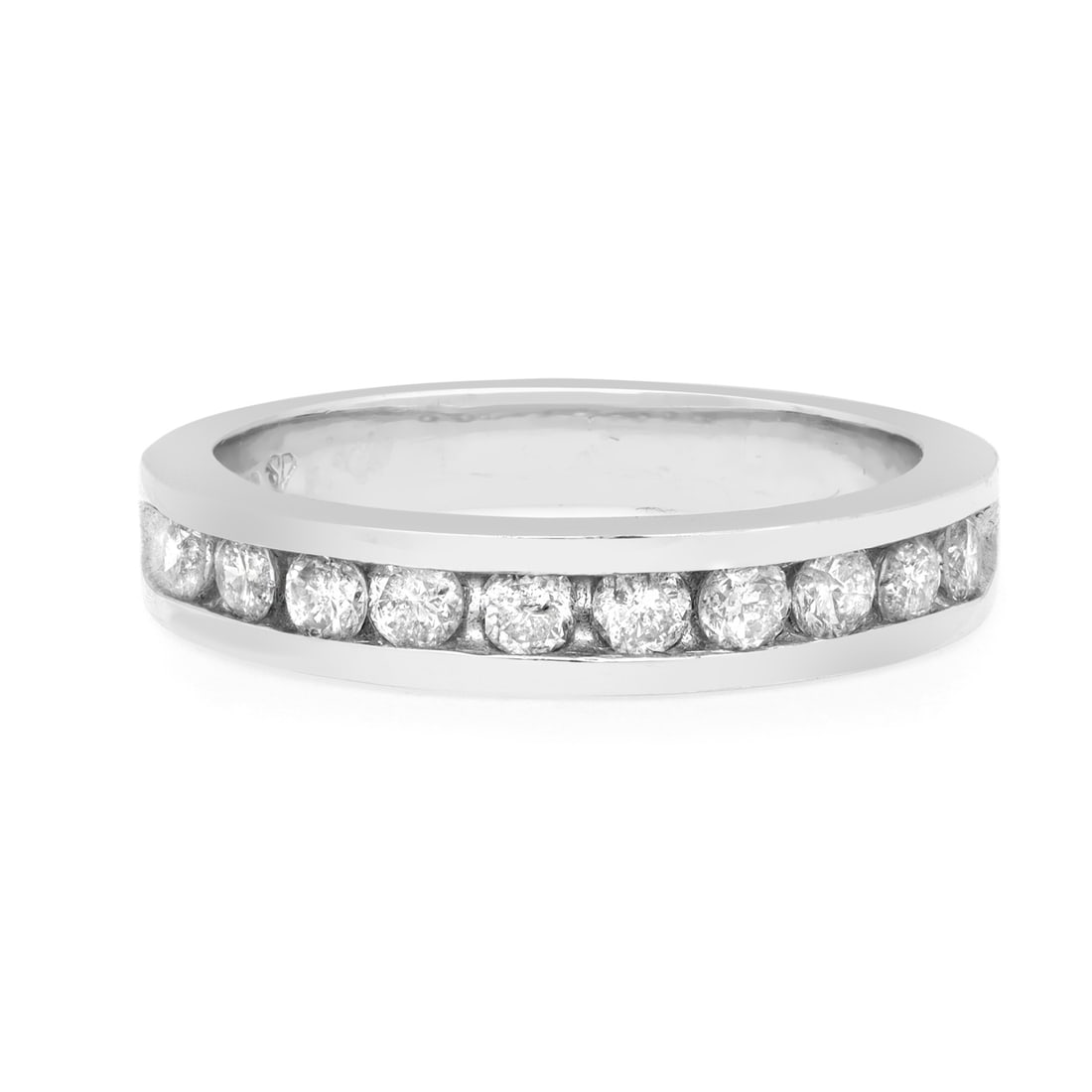 Rachel Koen Platinum 0.50ctw Round Diamond Wedding Band Ring Size 6.5: Rachel Koen Platinum 0.50ctw Round Diamond Wedding Band Ring Size 6.5 This exquisite Rachel Koen wedding band ring is crafted from high-polished platinum, featuring a total of 10 channel-set round bri