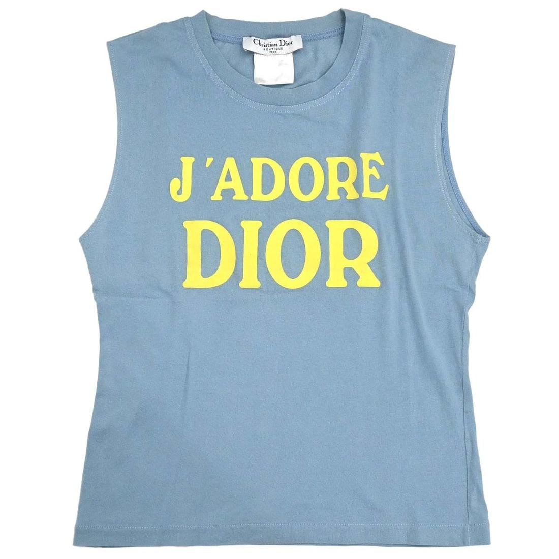 Dior Blue Cotton Logo Tank Top Womens FR 38: Dior Blue Cotton Logo Tank Top Womens FR 38 A sleeveless Christian Dior tank top in blue, made from 100% cotton. It features a round neckline, regular fit, and logo accent, with a casual T-shirt