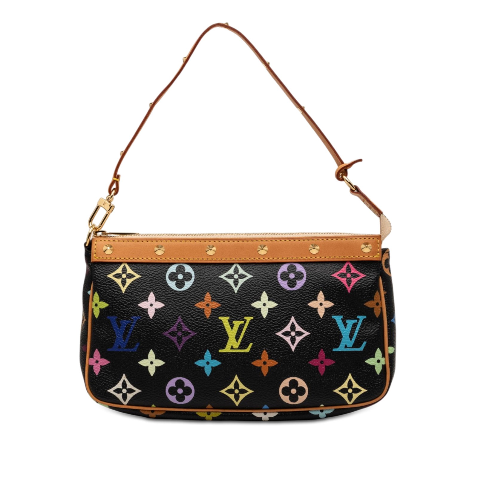Louis Vuitton Pochette Accessoires Monogram Multicolore shoulder bag: Louis Vuitton Pochette Accessoires Monogram Multicolore shoulder bag Louis Vuitton Monogram Multicolore Pochette Accessoires crafted with a monogram multicolore canvas body, studded vachetta leather t