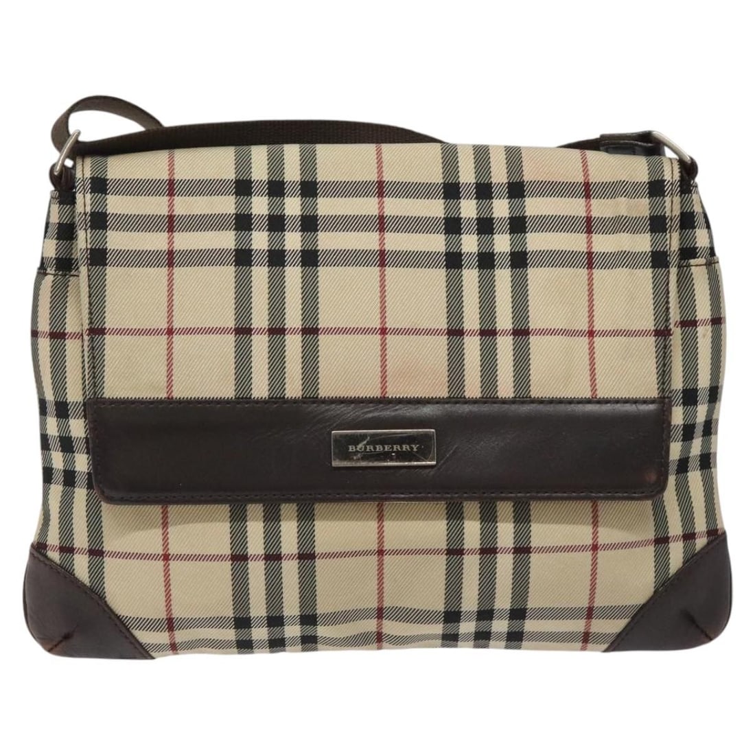 Burberry Nova Check Beige Canvas Shoulder Bag with Leather: Burberry Nova Check Beige Canvas Shoulder Bag with Leather This Burberry Nova check shoulder bag is crafted from canvas with leather details in a beige color. Designed for unisex use, it features the 
