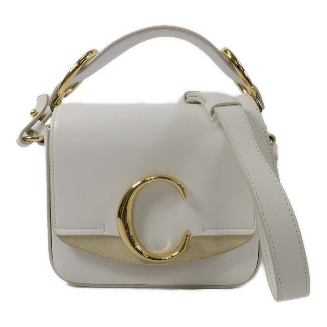 Chloe Mini Cloe C 2 Way Shoulder Bag White Calfskin (1 of 14)