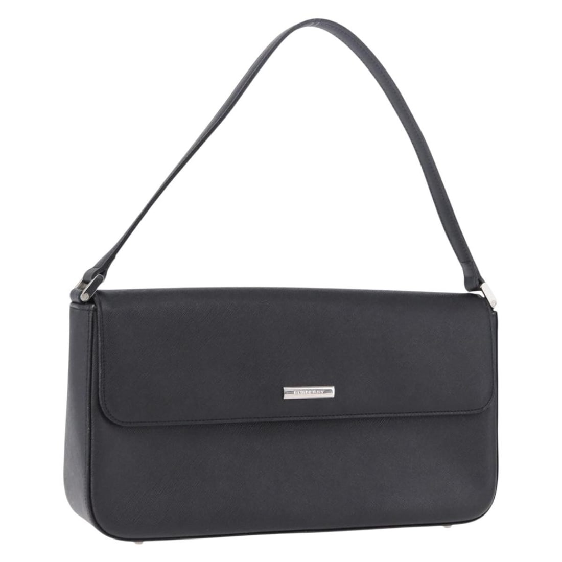 Burberry Black Leather Shoulder Bag Silver Tone Womens: Burberry Black Leather Shoulder Bag Silver Tone Womens Burberry shoulder bag in black leather with silver-tone accents. This women's bag is made in Italy and has a clean, structured profile. It is off