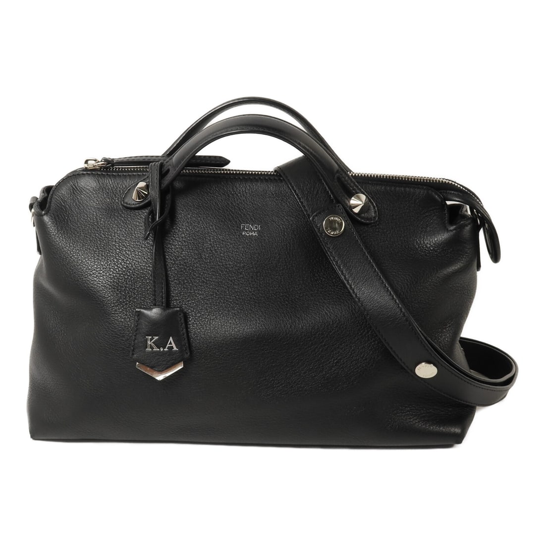 FENDI By The Way 8BL125-1D5 black calfskin 2-way shoulder bag: FENDI By The Way 8BL125-1D5 black calfskin 2-way shoulder bag FENDI By The Way 2 Way Shoulder Bag in black calfskin (cowhide) leather, designed for women. This regular-size bag is made in Italy and fe