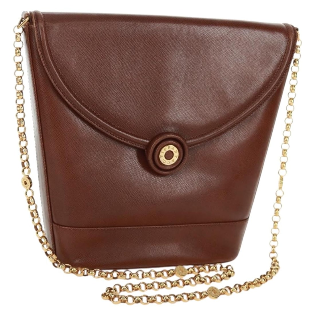 Tiffany Co Leather Shoulder Bag Brown Gold Tone with Dust Bag: Tiffany Co Leather Shoulder Bag Brown Gold Tone with Dust Bag A Tiffany & Co. chain shoulder bag in brown and gold leather, made in Italy. It comes with a dust bag and has a shoulder drop of approxima