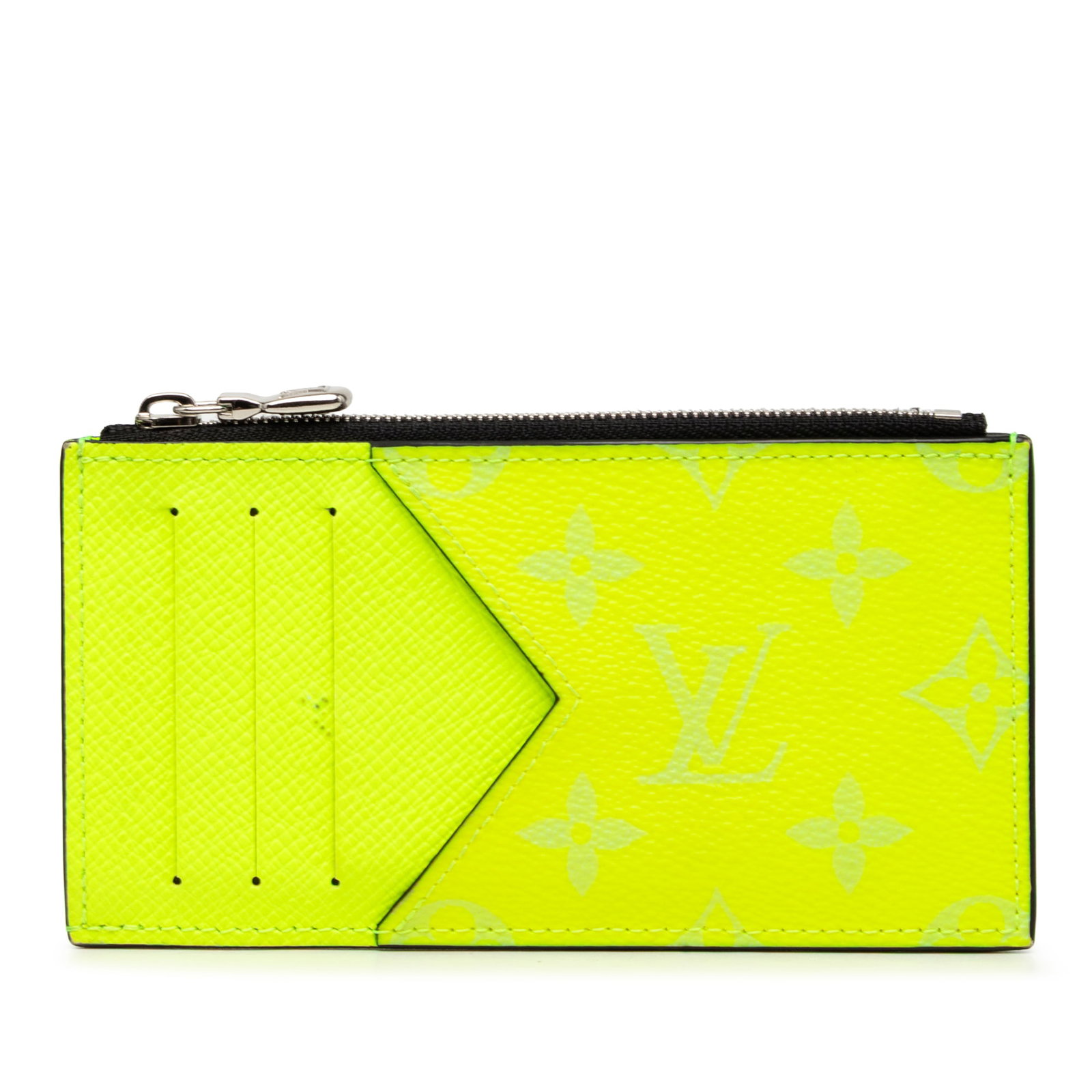 Louis Vuitton Taigarama Leather Coin Card Holder Yellow: Louis Vuitton Taigarama Leather Coin Card Holder Yellow Louis Vuitton Taigarama Coin Card Holder in yellow taiga leather with a top zip closure and exterior slip pockets. Made in Italy. Condition is A