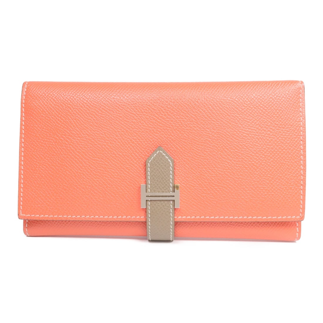 HERMES Bearn Tri Fold Long Wallet Epsom Calfskin Casaque Etoupe PHW: HERMES Bearn Tri Fold Long Wallet Epsom Calfskin Casaque Etoupe PHW Hermes PHW Bearn tri-fold long wallet in Veau Epsom calfskin leather with a tri-fold long wallet design. The wallet is described in 