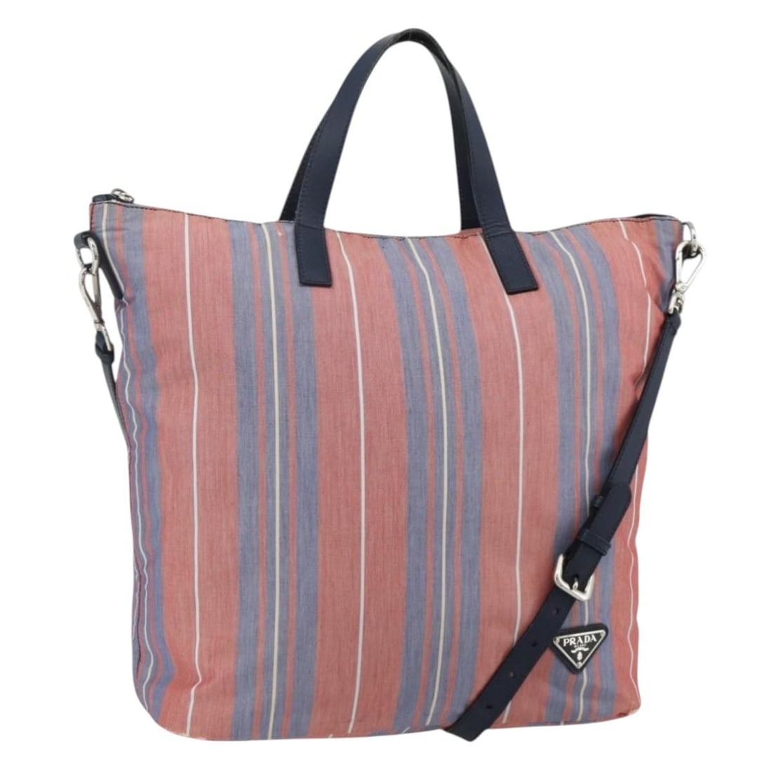 Prada 2way Canvas Hand Bag Multicolor Silver with Shoulder Strap: Prada 2way Canvas Hand Bag Multicolor Silver with Shoulder Strap Prada 2-way handbag in multicolor canvas with silver-tone accents. Designed for women and made in Italy, this bag includes a shoulder s