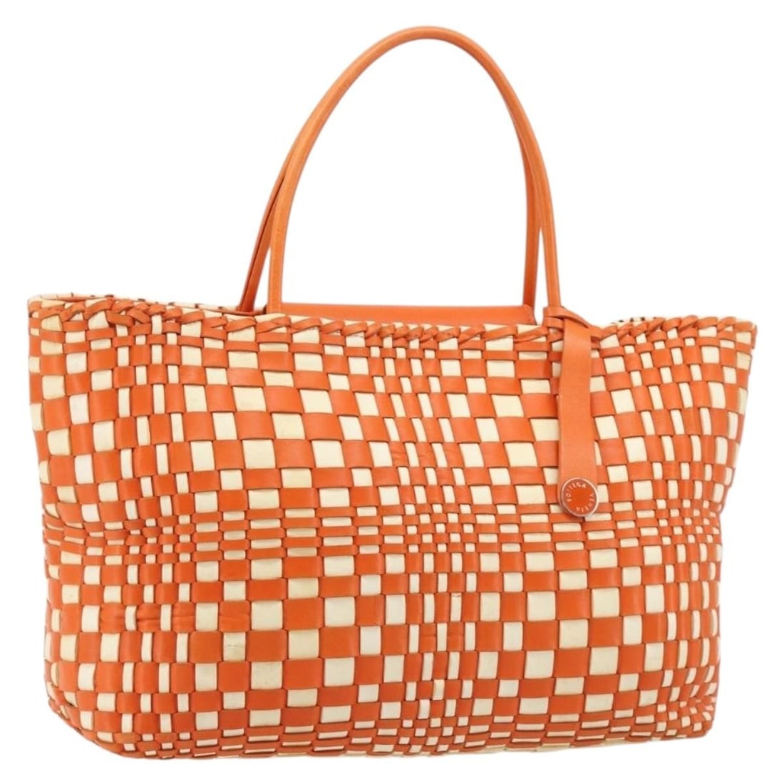 Bottega Veneta Intrecciato Orange Leather Tote with Dust Bag: Bottega Veneta Intrecciato Orange Leather Tote with Dust Bag Bottega Veneta Intrecciato tote bag in orange and silver leather, made in Italy. This women's tote includes a dust bag and shows reasonable