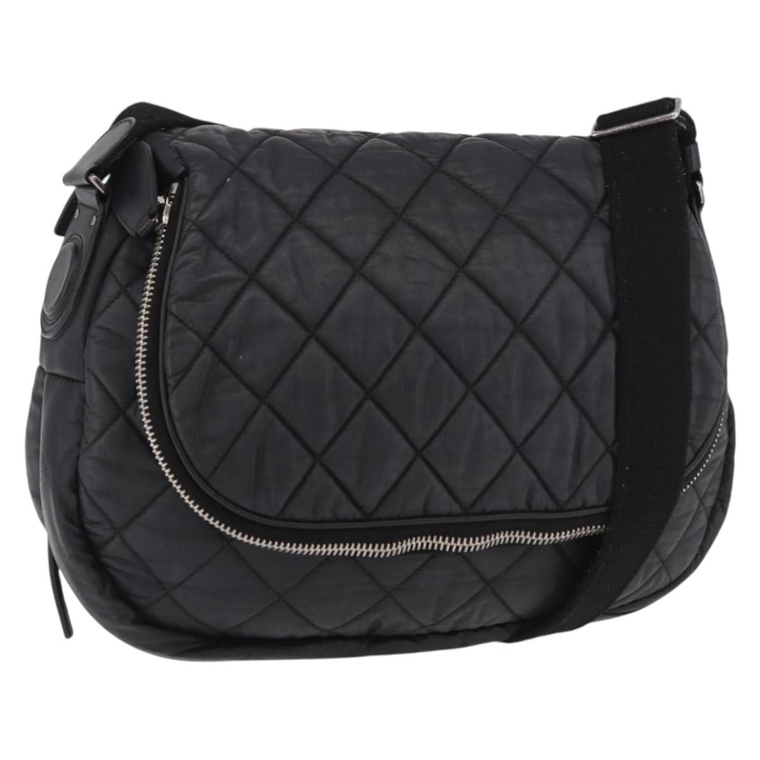 CHANEL CC Matelasse Black Coated Canvas Shoulder Bag Silver Tone: CHANEL CC Matelasse Black Coated Canvas Shoulder Bag Silver Tone Chanel Matelasse shoulder bag in black coated canvas with silver-tone CC detailing. Made in Italy, this women's shoulder bag features a