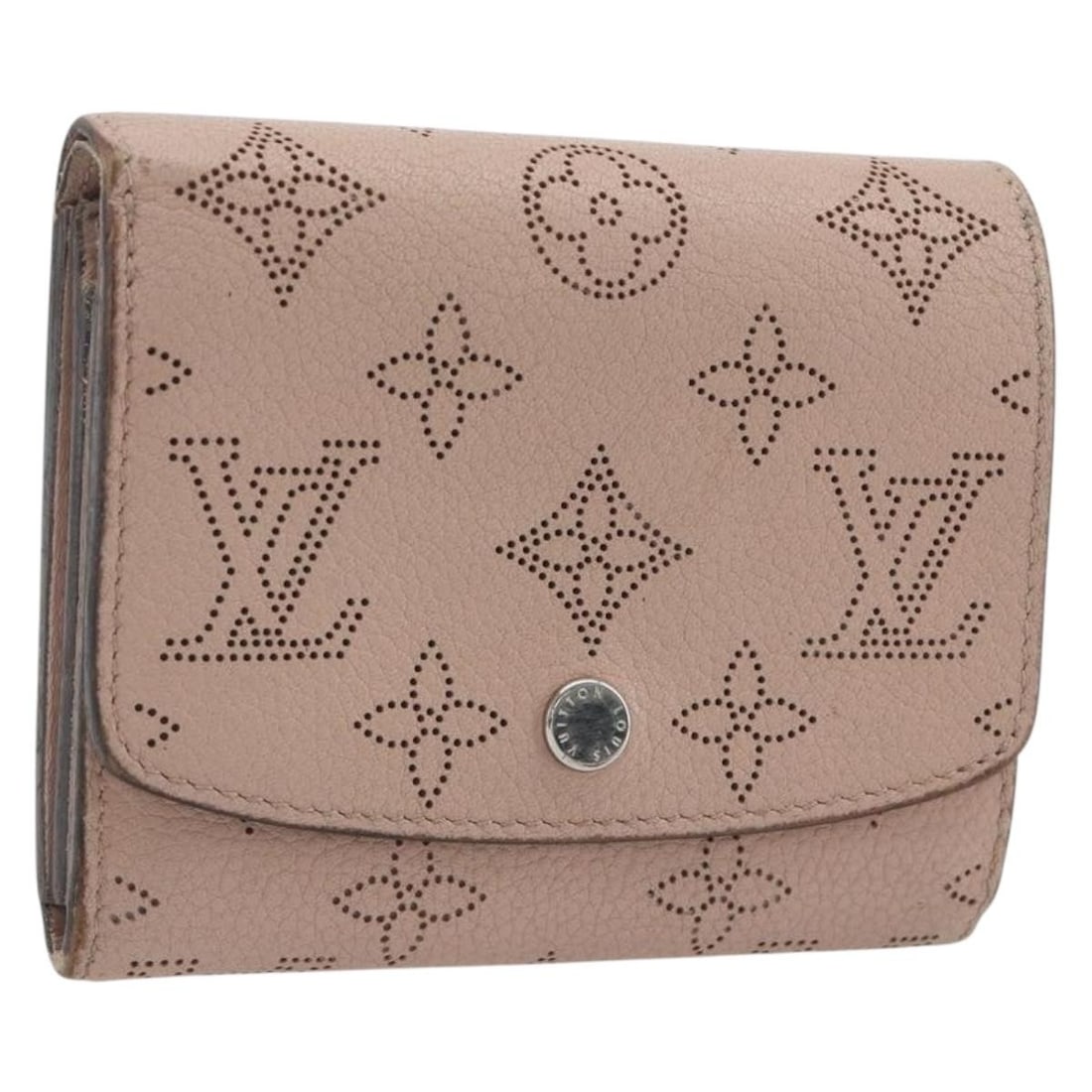 Louis Vuitton M82757 Mahina Iris Compact Pink Leather Wallet: Louis Vuitton M82757 Mahina Iris Compact Pink Leather Wallet Compact pink leather wallet from the Mahina Portefeuille Iris line. This pre-owned piece shows visible wear consistent with use, including 