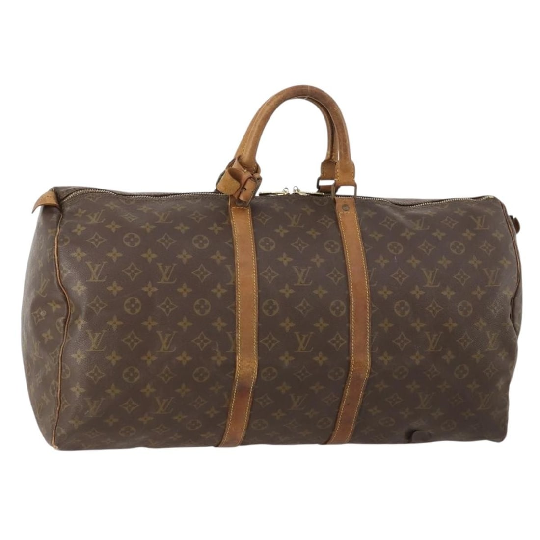 Louis Vuitton Keepall 55 Monogram Canvas Boston Bag M41424: Louis Vuitton Keepall 55 Monogram Canvas Boston Bag M41424 Louis Vuitton Keepall 55 Boston bag in Monogram canvas, model M41424, made in France. This women's travel bag includes the Powanie accessory.