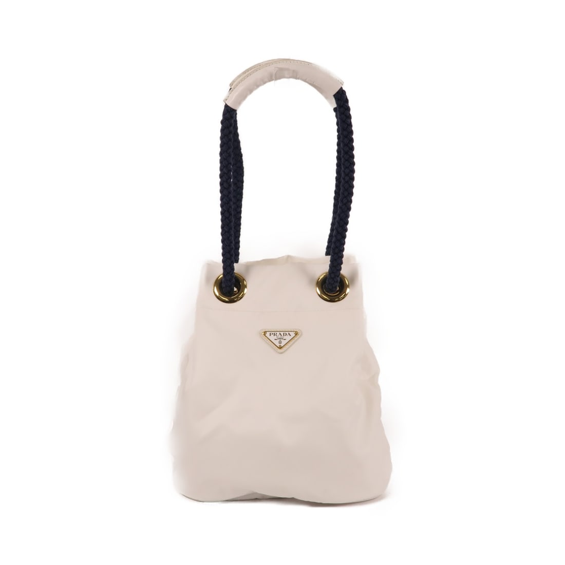 Prada Mariner White Nylon Bucket Shoulder Bag: Prada Mariner White Nylon Bucket Shoulder Bag A Prada shoulder bag in white nylon, presented as the Mariner Bucket Bag Hand Bag. It is designed for women and was manufactured in Italy. The bag feature