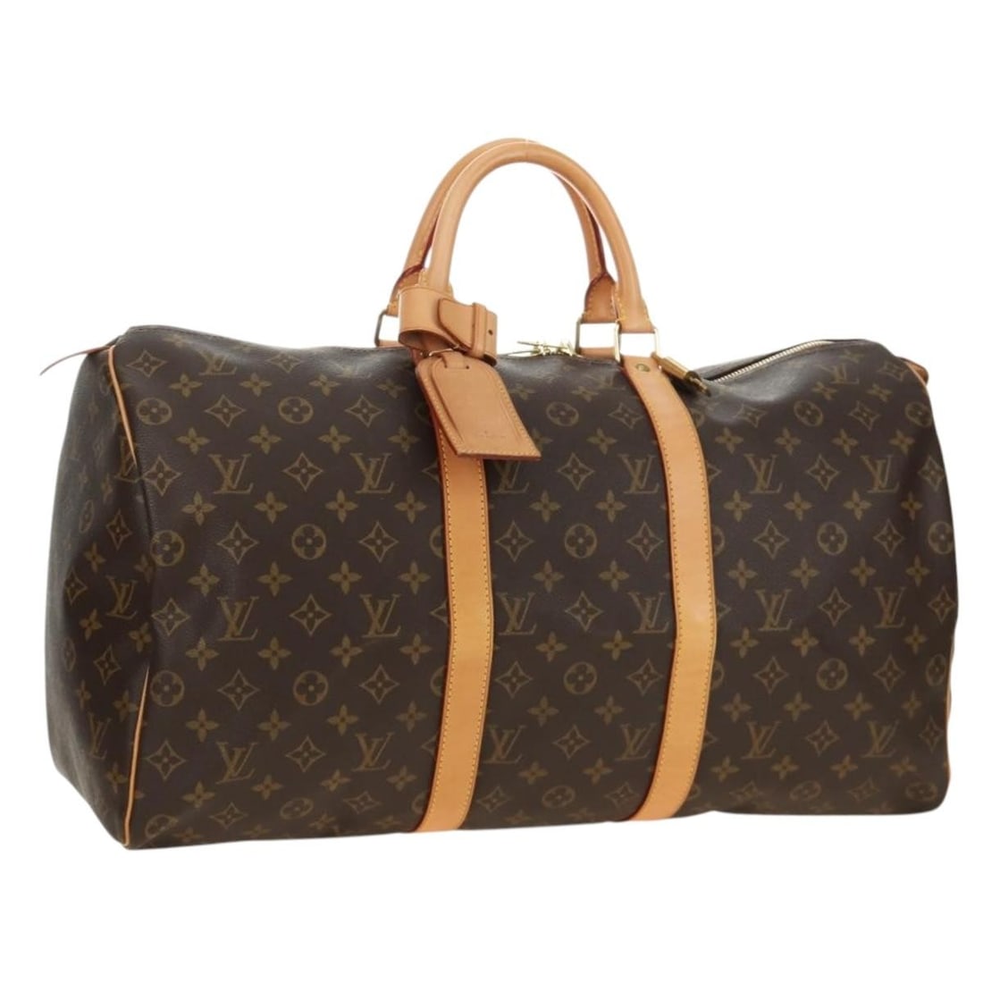 Louis Vuitton M41426 Keepall 50 Monogram Canvas Boston Bag: Louis Vuitton M41426 Keepall 50 Monogram Canvas Boston Bag Louis Vuitton Keepall 50 Boston bag in Monogram canvas, made in France. This women's bag includes a dust bag, padlock, one key, name tag, and