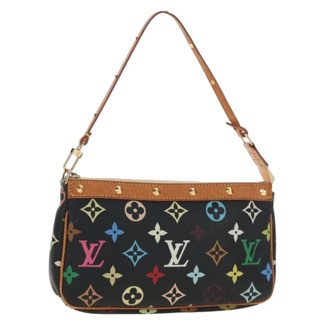 Louis Vuitton M92648 Pochette Accessoires Black Multicolor Canvas Pouch: Louis Vuitton M92648 Pochette Accessoires Black Multicolor Canvas Pouch Louis Vuitton Multicolor Pochette Accessoires accessory pouch in black Monogram Multicolor canvas. This women's pouch is made in