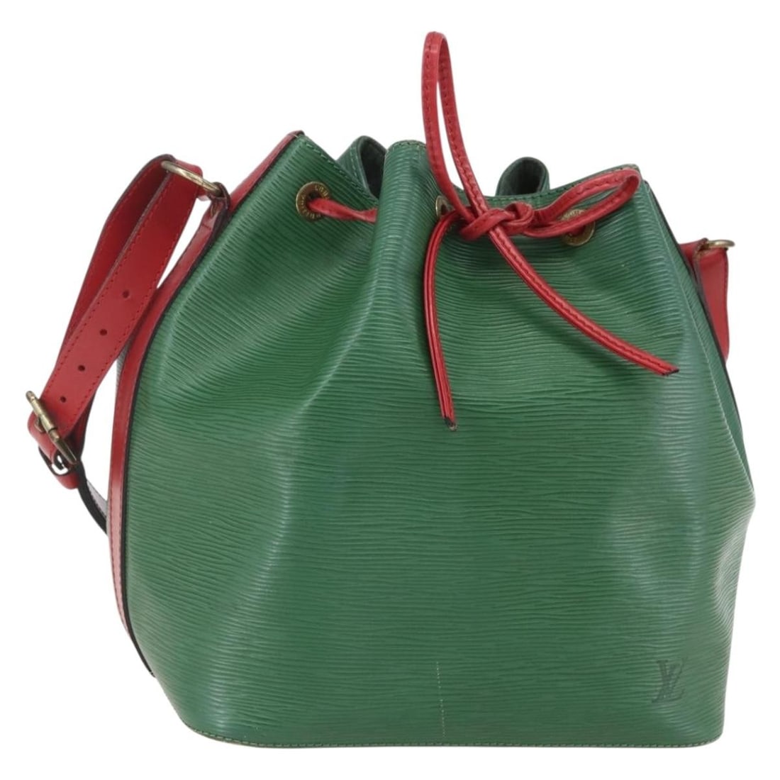 Louis Vuitton M44147 Petit Noe Epi Leather Shoulder Bag Green Red: Louis Vuitton M44147 Petit Noe Epi Leather Shoulder Bag Green Red This Louis Vuitton Petit Noe shoulder bag is crafted in Epi leather and features a bicolor green and red exterior. Made in France, it 