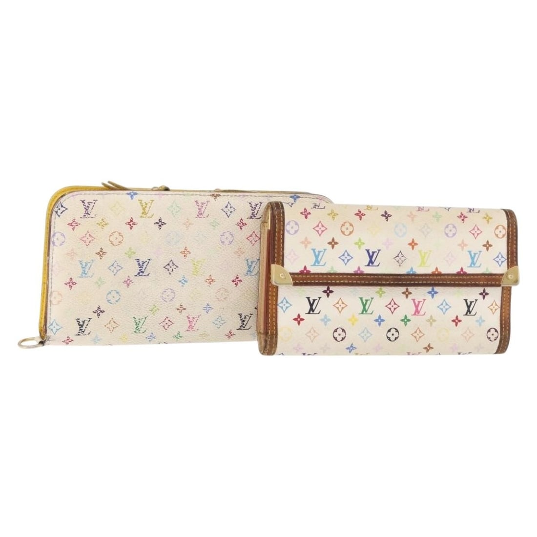 Louis Vuitton white Monogram Multicolor canvas wallet set of 2 (1 of 17)