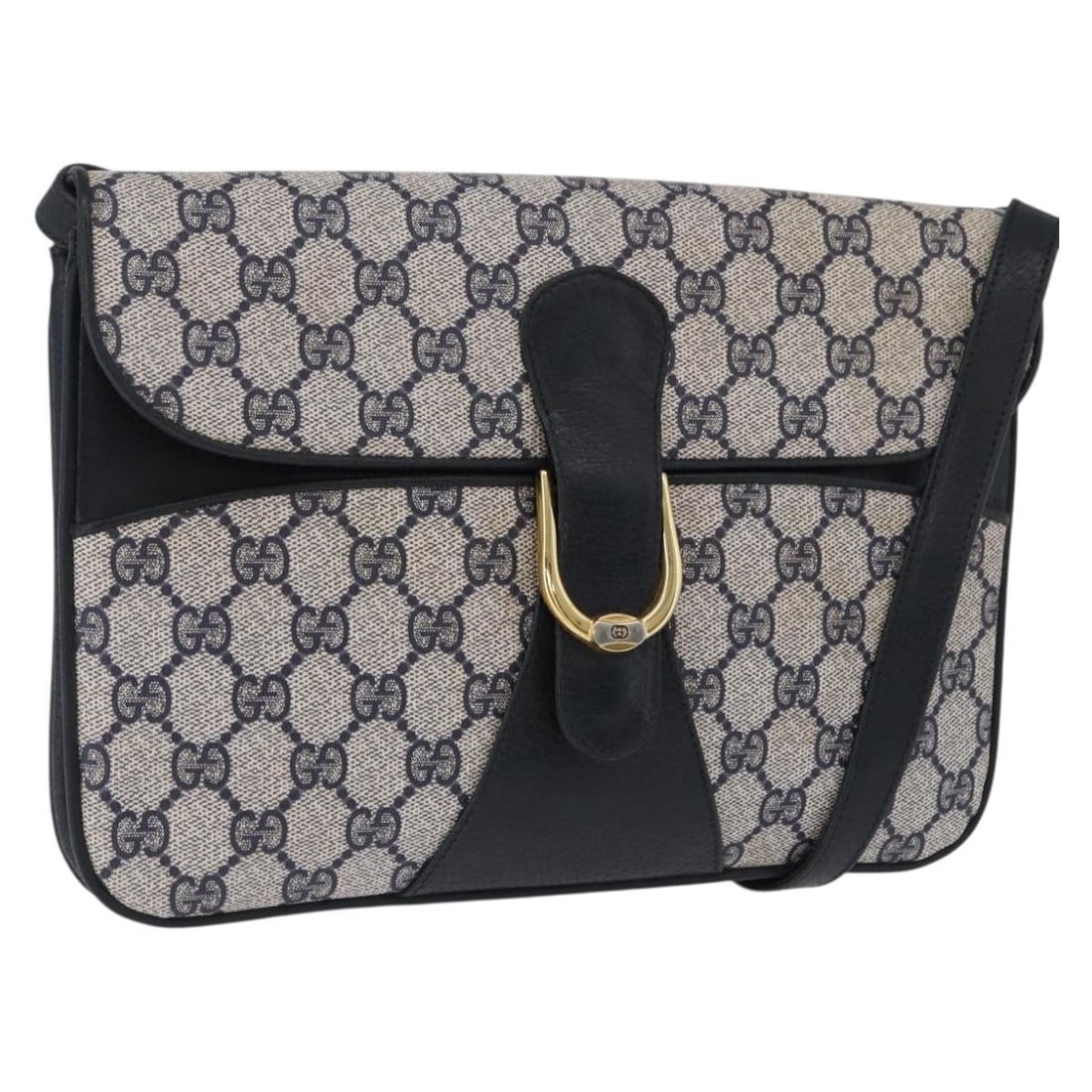 Gucci 904 02 025 GG Supreme PVC Leather Clutch Navy Gold: Gucci 904 02 025 GG Supreme PVC Leather Clutch Navy Gold Authentic Gucci GG Supreme clutch bag in navy and gold PVC leather and GG canvas. Made in Italy for women, this clutch has a slim profile and i