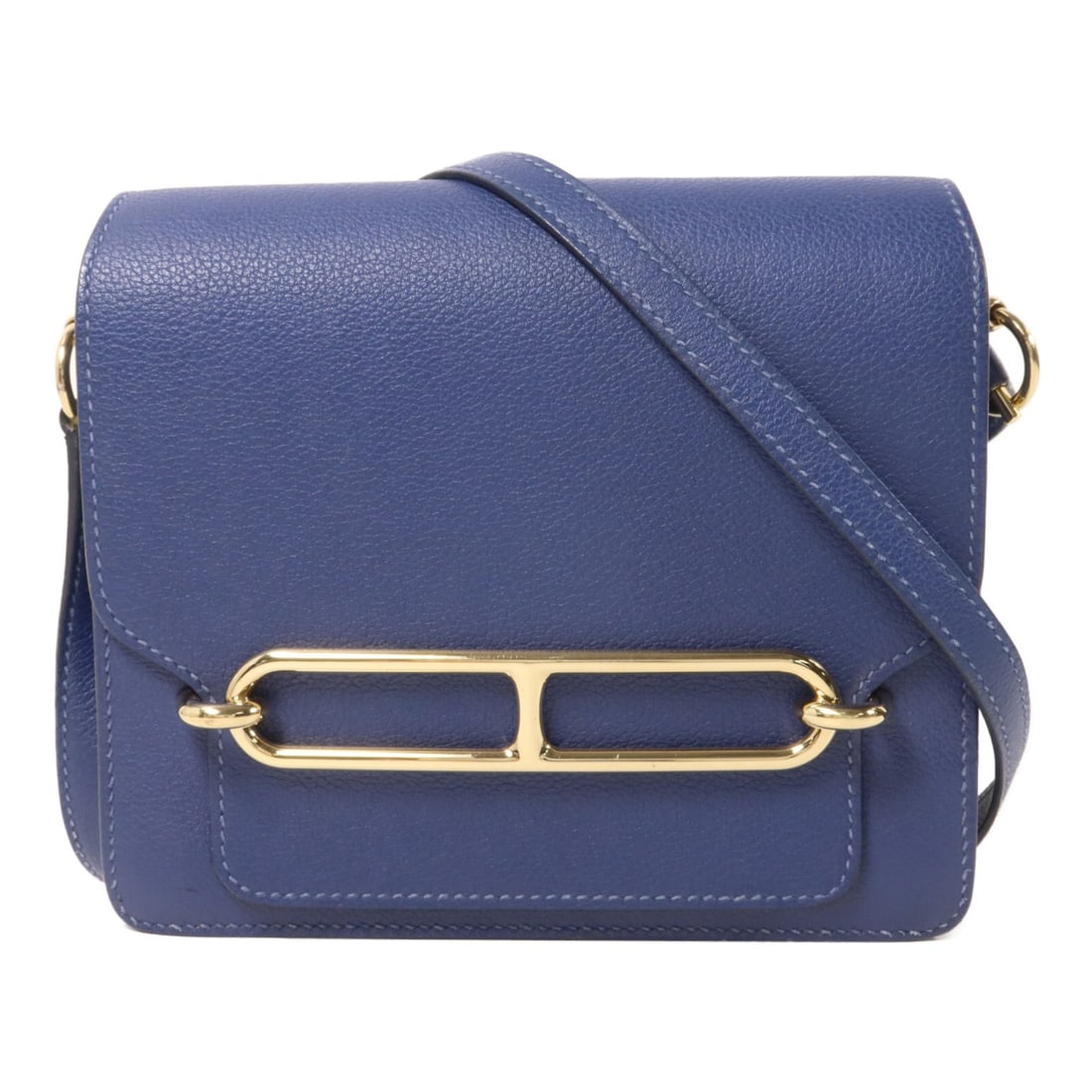 Hermes Roulis Mini Shoulder Bag Bleu Brighton Evercolor Leather (1 of 14)